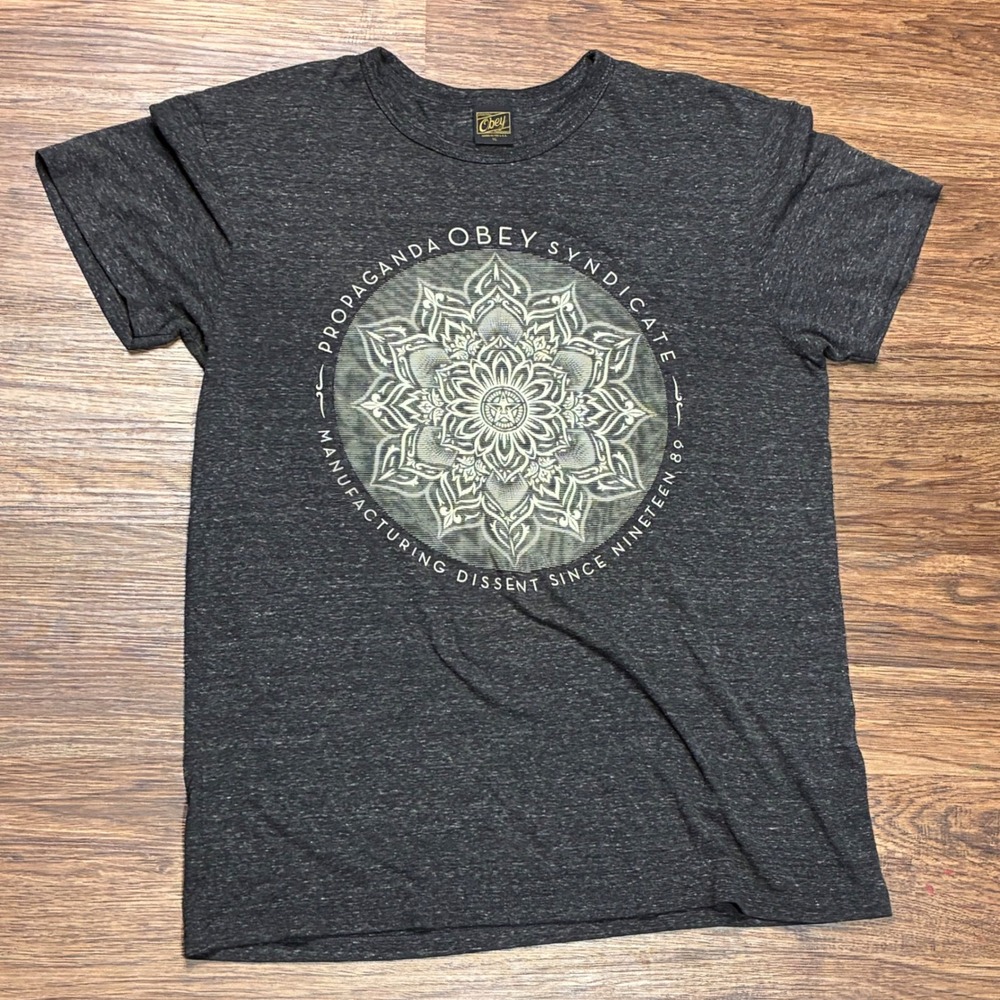 Obey Propaganda Syndicate Mandala T-Shirt Mens XL Black Graphic Streetwear
